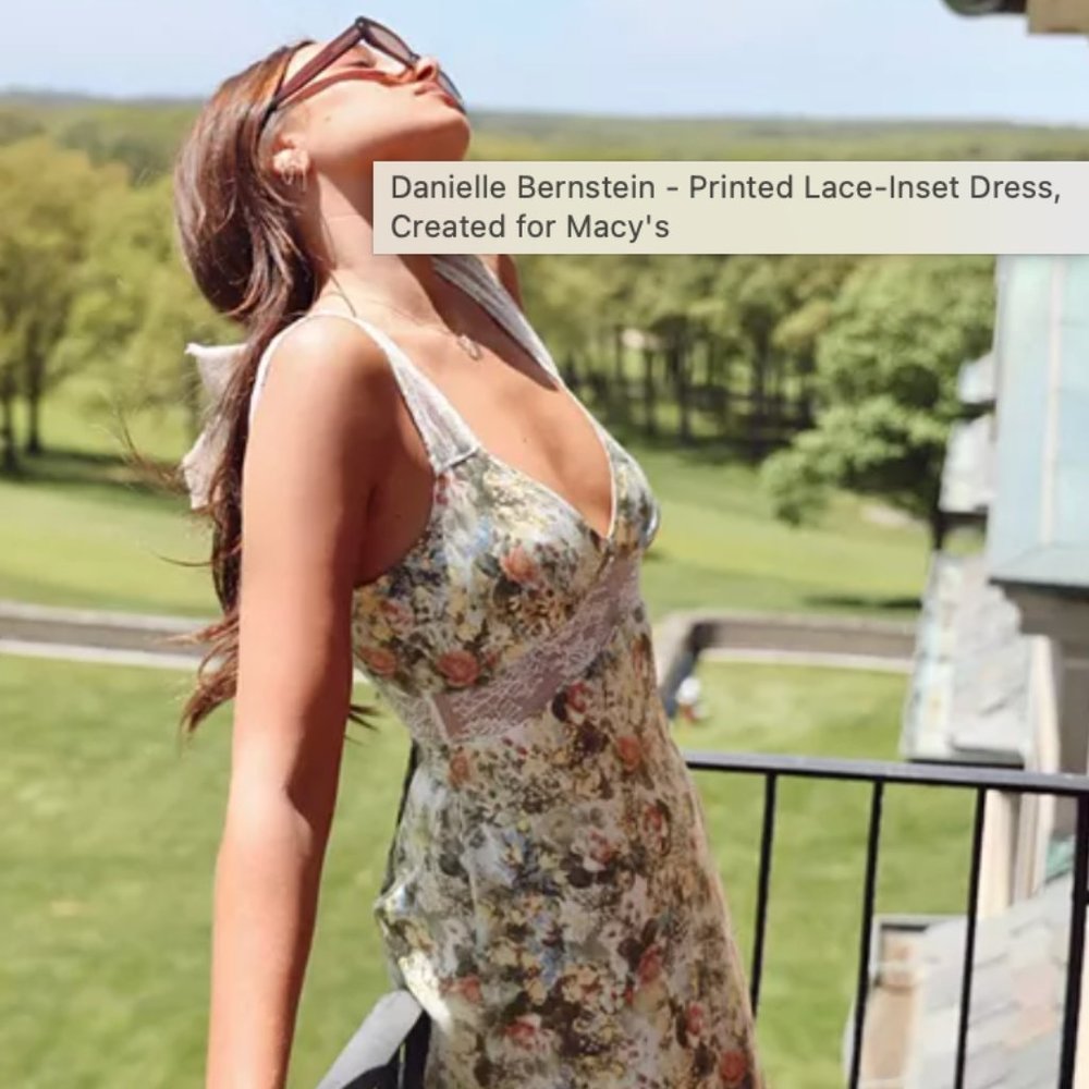 DANIELLE BERNSTEIN Floral-Print Lace-Inset Midi Dress